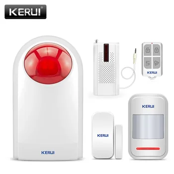 

KERUI Home Security Alarm System Indoor Outdoor Wireless 110dB Flash Siren Strobe Light Siren Burglar Sensor Alarm System