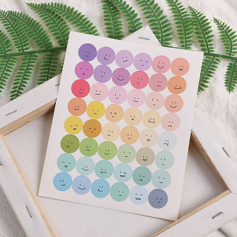 

Bright color gradient dot smiley stickers DIY scrapbook album mobile phone wall decoration gift sealing decoration stickers
