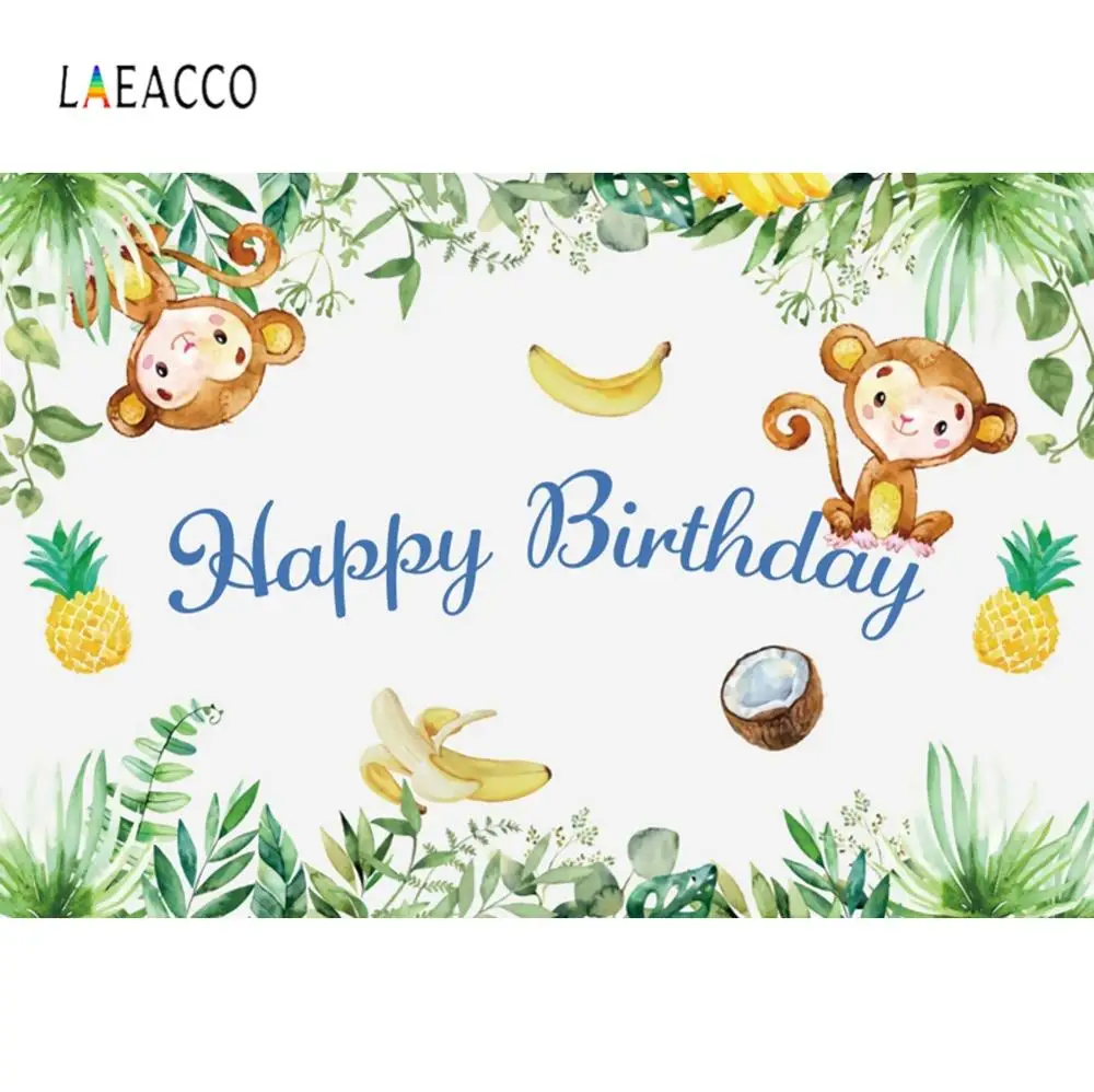 Laeacco Cute animal Fruit background Birthday Children's games Celebration Photography Customizable Backdrop For Photo Studio |