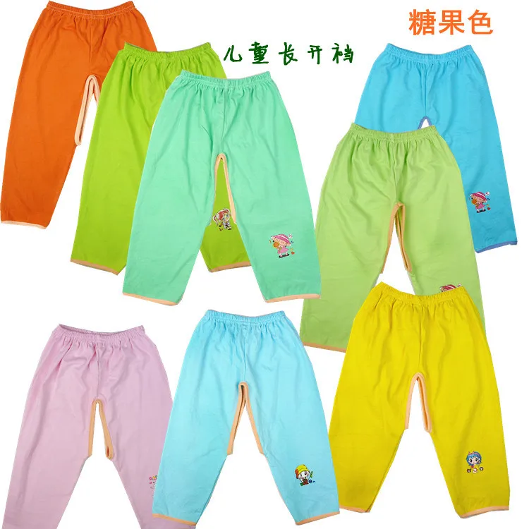 

2017 New Style Summer Wear Cotton Babies' Trousers Open Crotch Candy-Colored Children Pants Spring And Autumn Summer