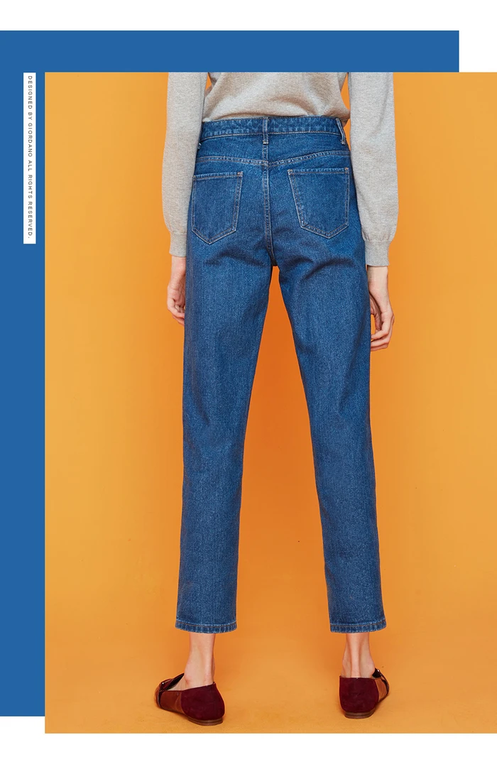 Giordano женские джинсы с высокой талией до щиколотки джинсовые брюки эластичные пять карманов классический стиль джинсы Сальса Feminina 05429334