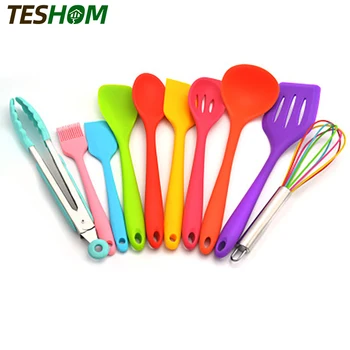 

New 10 Pcs Colorful Kitchenware Silicone Heat Resistant Kitchen Cooking Utensils Non-Stick Baking Tool Cooking Tool Sets