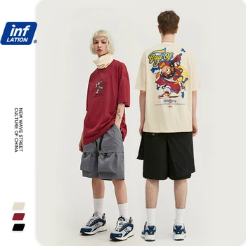 

INFLATION 2020 SS Collection Men T shirt O-neck Cotton High Street Streetwear одежда camiseta masculina Harajuku T-shirt 1085S20