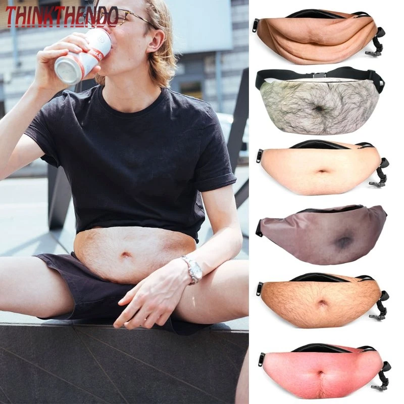 

Novelty Fun Men Women Dad Bag Dad Bod Waist Bags Beer Fat Hairy Belly Fanny Pack F3MD