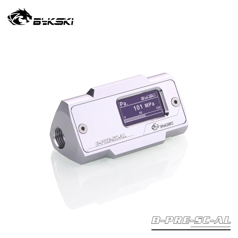 Bykski OLED Digital Display Pressure Gauges Real-time Pressure Monitor Double G1/4'' Flow Sensor Fitting