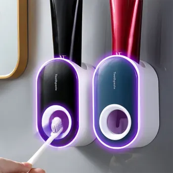 

Automatic Toothpaste Dispenser Wall-mounted Non-punch Toothpaste Squeezer Toothbrush Holder Bathroom Accessories ^o^