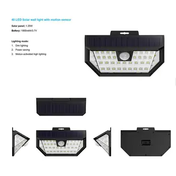 

New Upgraded 48 LED Solar Lights with Wide Angle Illumination Outdoor Motion Sensor Waterproof Wall Light Wireless Security