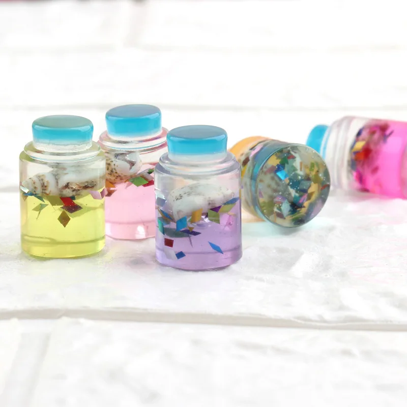 

Mini Order 3D Resin Cabochon Colorful Glitter Drink Bottle Shape DIY Jewelry Finding Slime Beads Charms Material 14*21mm 10pcs