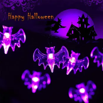 10/20/30 Led Purple Bat String Lights Zonne-energie Halloween Vleermuizen String Lights Voor Outdoor Halloween Christmas Party Decor 10/20/30 Led Purple Bat String Lights Zonne-energie Halloween Vleermuizen String Lights Voor Outdoor Halloween Christmas Party Decor