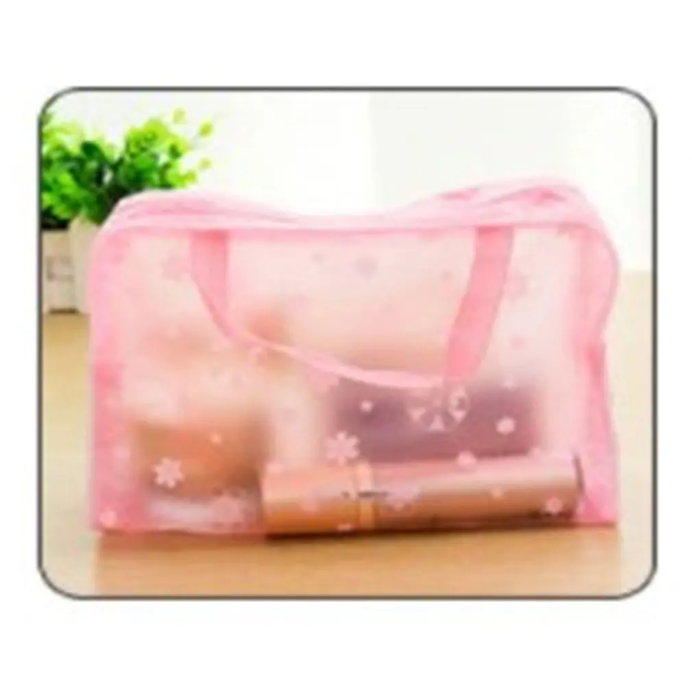 Potable Waterproof PVC Storage Bag Half Transparent Handbag Travel Bathe Wash Cosmetic Toiletry Organizer | Дом и - Цена: 