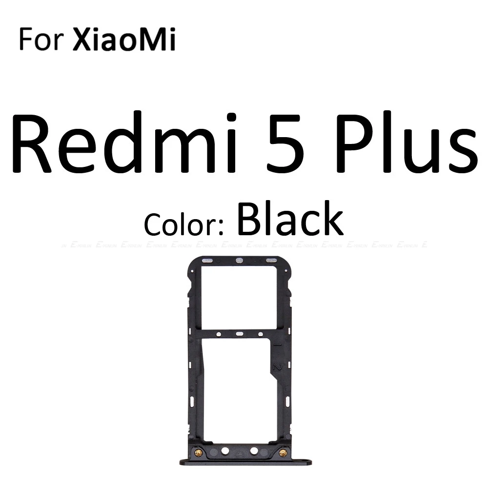 Карта Micro SD Sim карты слот, разъем для лотка адаптер Коннектор кард-ридера для XiaoMi Redmi 5 Plus/Note 5 Pro контейнер держатель Запчасти - Цвет: For Redmi5Plus Black