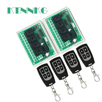 

433MHz DC 12V 4Gang relay module receiver wireless remote control switch motor controller with jumper cap, 2 receiver +4RF CE