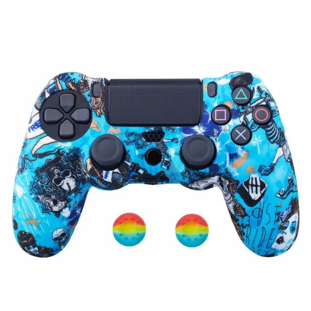 Fighting Queen ZOMTOP силиконовый Камуфляжный защитный кожаный чехол для sony Dualshock 4 PS4 DS4 Pro тонкий контроллер Джойстик колпачки - Цвет: Fighting Queen