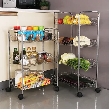 

Kitchen cart storage rack three layers of vegetable storage rack four layers of household goods and sundries movable storage rac
