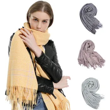 

Scarf Women Solid Plaid Scarf Pashmina Shawl Wrap Scarf Blanket Shawls and Wraps Fashion bufandas invierno mujer poncho#30