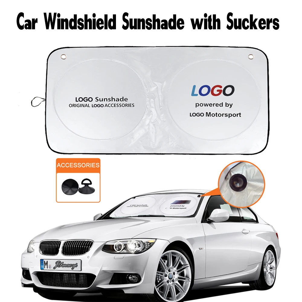 

Car sunshade cover for ///M M Power emblem Parasol Coche visor with suckers auto logo window sun protector for BMW X1 X3 X4 X5