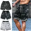 Plus Size Men Fitness Shorts Camouflage Design Waist Drawstring Polyester Quick Dry Sports Board Shorts Men Casual short homme 1