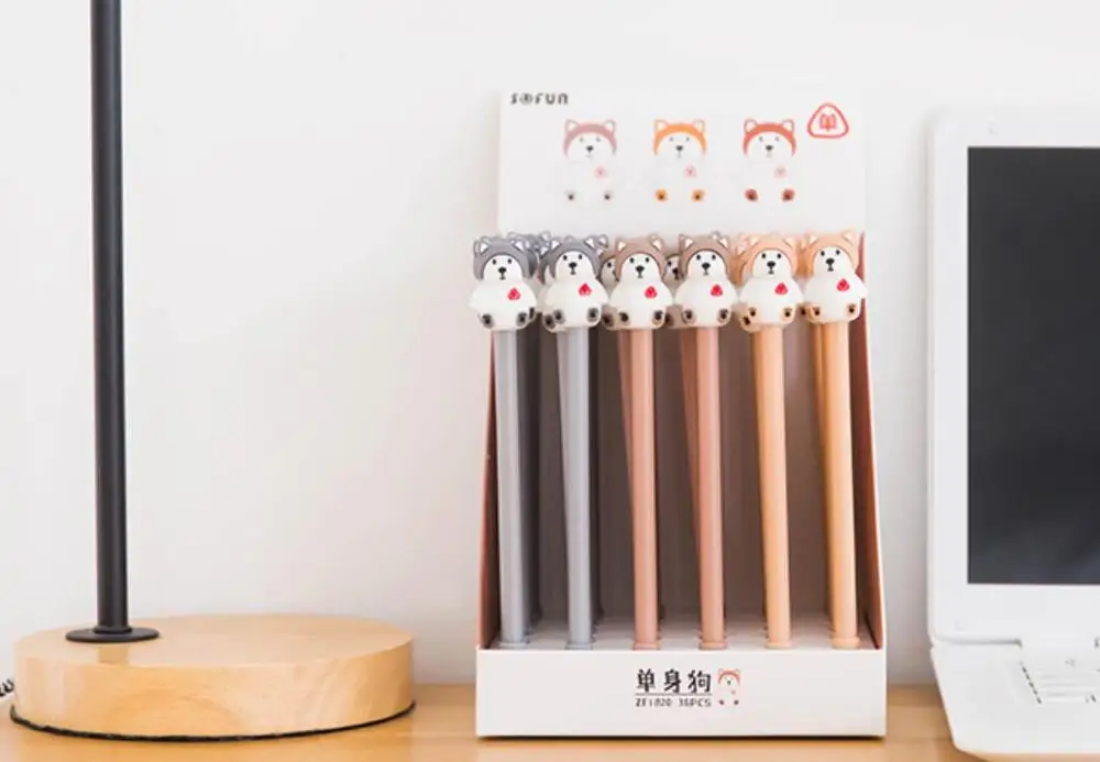 ZF1820 many design cat dog bear monkey christmas Doughnut ice cream penguin frog panda gel pen cartoon black neutral pen 0.5mm 36pc/lot - Цвет: ZF1820