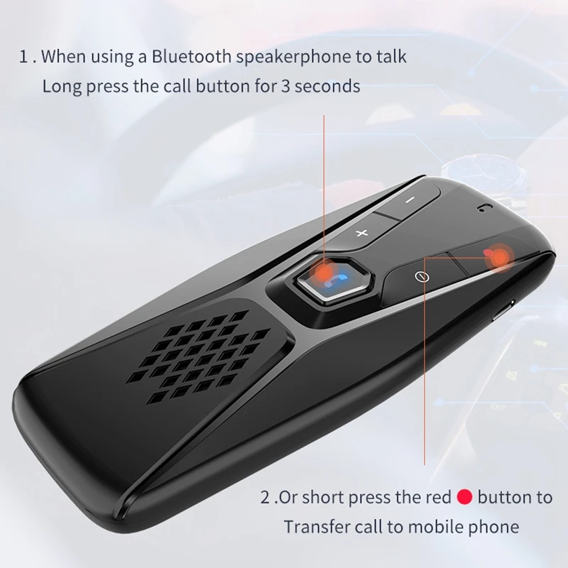 Bluetooth 5,0 Hands Free Автомобильный громкоговоритель Комплект для телефона FM беспроводной Bluetooth динамик телефон MP3 музыкальный плеер клип динамик телефон Поддержка Sir