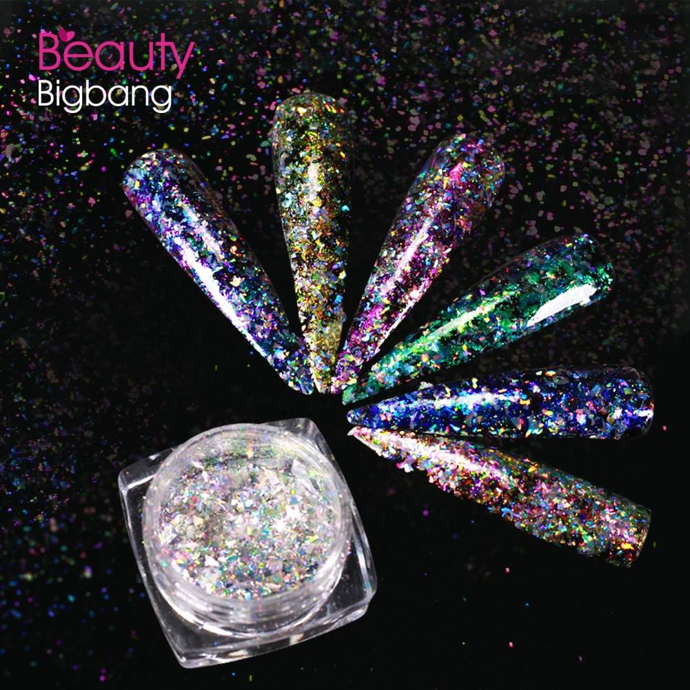 Günstig BeautyBigBang 0,2g Chameleon Nail art Glitter Unregelmäßigen Flakies Pulver Korallen Farbe Pailletten Maniküre Dekorationen Nagel Paillette