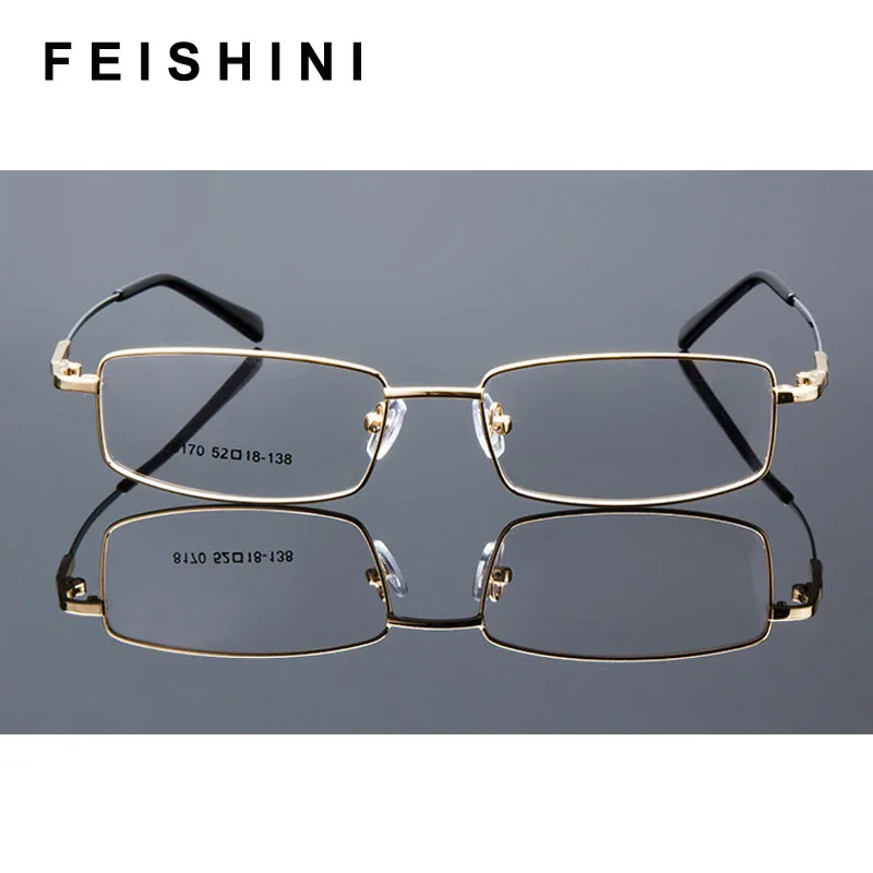 Feishini прямоугольные солнцезащитные очки, оправа для женщин, оптические очки, оправа для мужчин, оправа для очков, мужские металлические очки с эффектом памяти