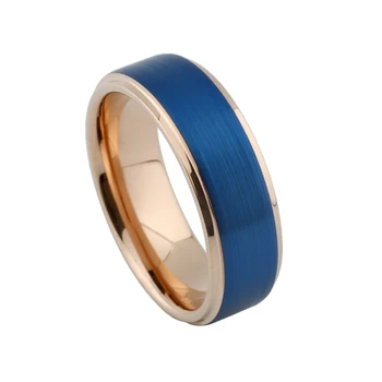 

Classic Alliance Tungsten Rings for Men 8mm Blue Rose Gold color men's ring Wedding Band Jewelry fashion finger ring male
