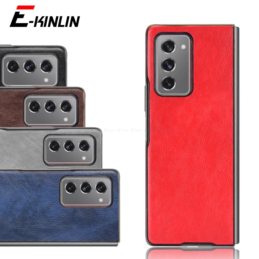 Custodia Rigida Per Pc Litchi In Pelle Pu Per Samsung Galaxy Z Fold4 Flip4 Fold2 Fold2 Fold Flip 5G Cover Posteriore Protettiva Antiurto