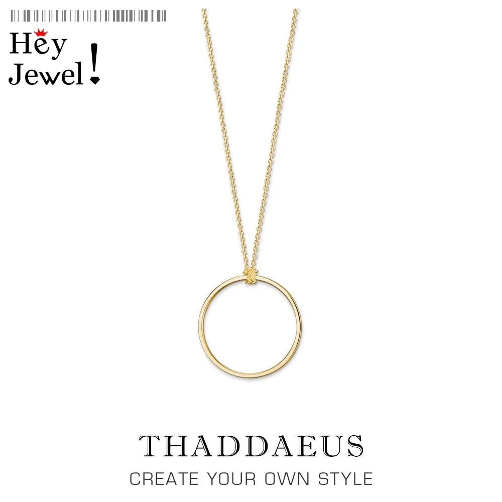 Очаровательное ожерелье золотой круг, Трендовое модное очаровательное ювелирное изделие Томас 925 пробы Серебряная цепочка подарок для женщин и мужчин