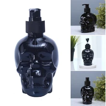 350ml Black Skull Head Liquid Bottle Refillable Multipurpose Press Soap Dispenser Creative Ornament For Home Bathroom Baño