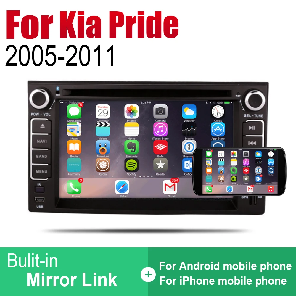 Автомобильный DVD плеер ZaiXi с GPS навигацией для Kia Pride Sedan 2005 ~ 2011 мультимедийная