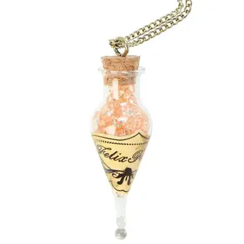

Lucky Potion Felix Felicis Glass Bottle Pendant Necklace Sweater Chain Necklace Wizard Cos Halloween Cosplay Accessory