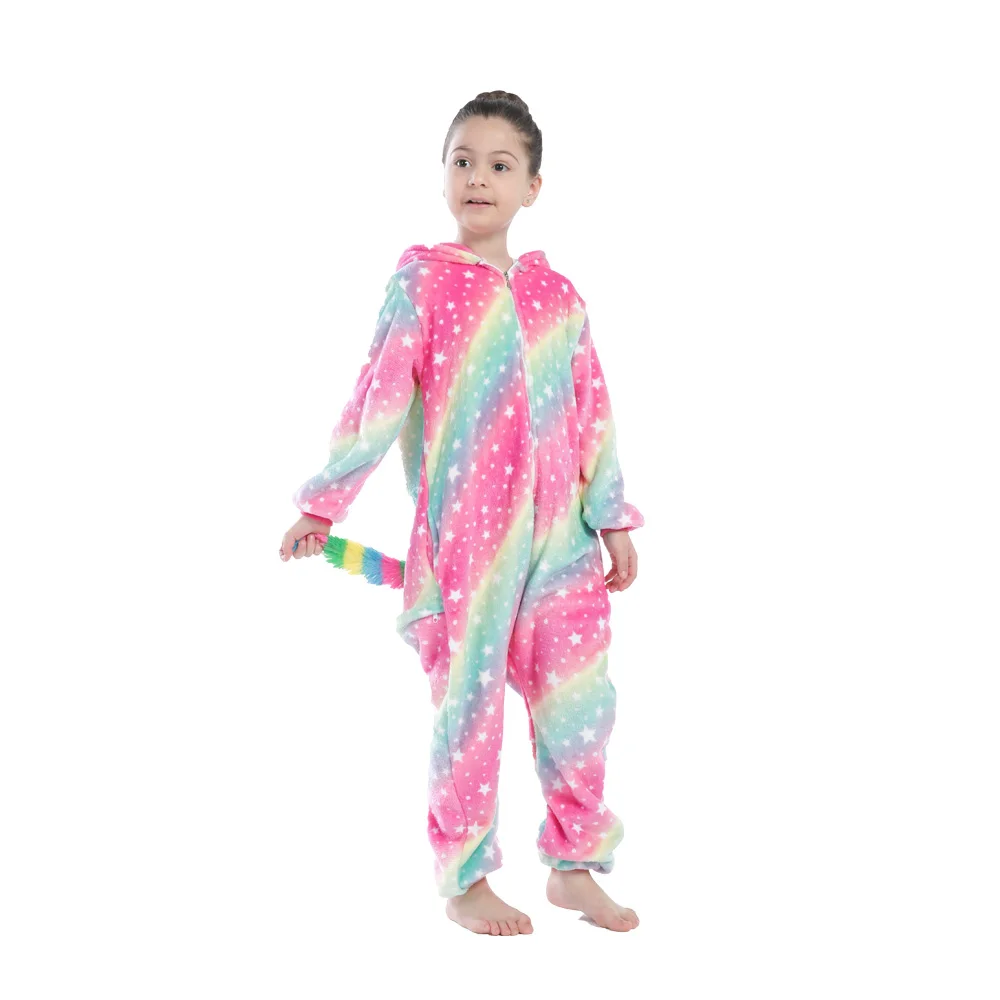 Unicorn Costume Baby Girl Boy Flannel Soft Warm Kigurumi Pajamas Pyjamas Kids Unicornio Pijamas Onesies Pajama for 4-12Years