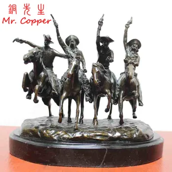 

Pure Copper European Style Figures Statue Four Riding Horse Killers Sulpture Antique Bronze Crafts Ornaments Home Cabinet Decors