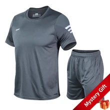 

Summer Sports suit Men's Plus size t shirts+Shorts Quick-drying Breathable Running Sets Loose Casual Fitness Short Sleeve Tops