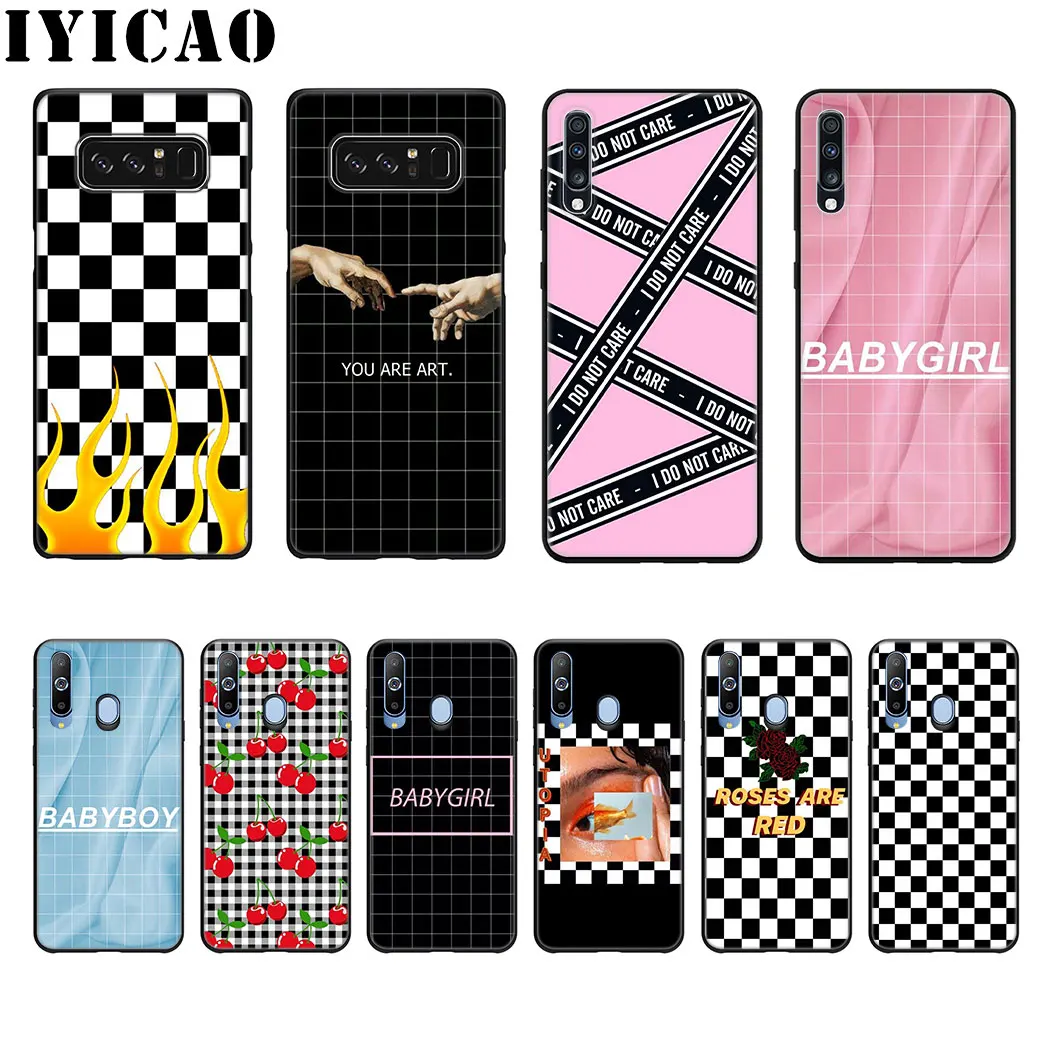 Клетчатый шахматный Мягкий силиконовый чехол для Samsung Galaxy A70 A60 A50 A40 A30 A20 A10 M40 M30 M20