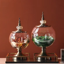 Европейская роскошная стеклянная прозрачная ваза, украшения для дома, гостиной, искусственные цветочные фигурки, ремесла, украшение для рабочего стола отеля, офиса