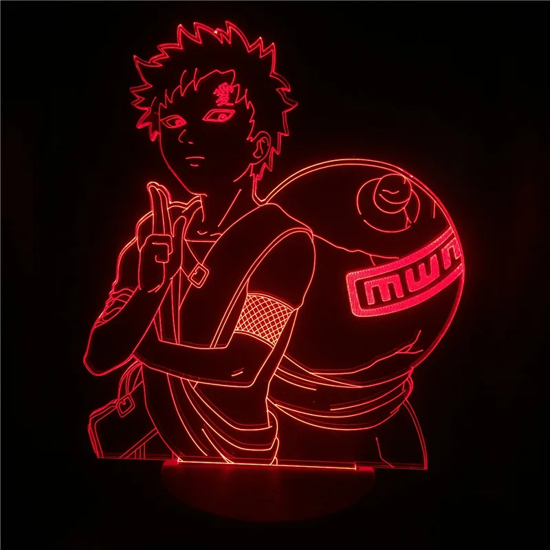 Japan Anime Naruto Figurines Gaara LED 3D Night Light for Kids Novelty Naruto Light Decorative Lamp for Christmas Gift