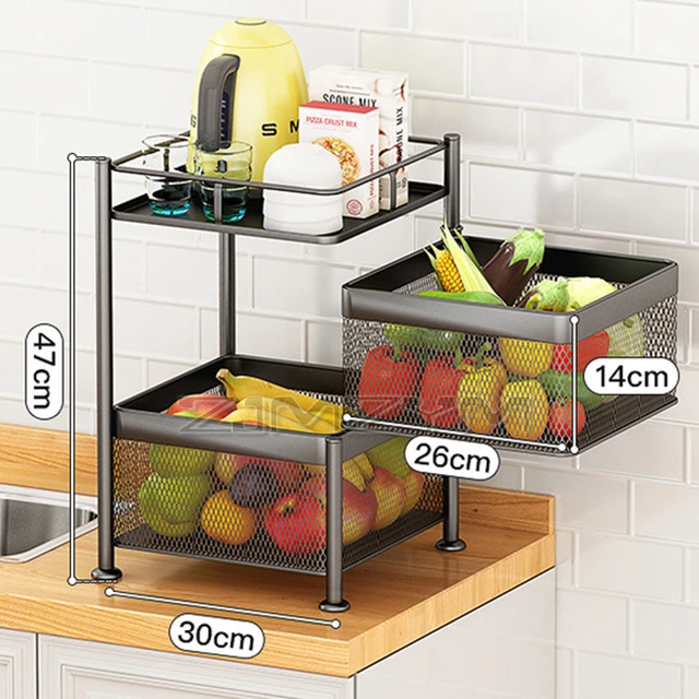 Estante de almacenamiento de cesta giratoria para suelo de cocina, estante  de almacenamiento cuadrado multicapa para frutas y verduras, instalación  gratuita - AliExpress