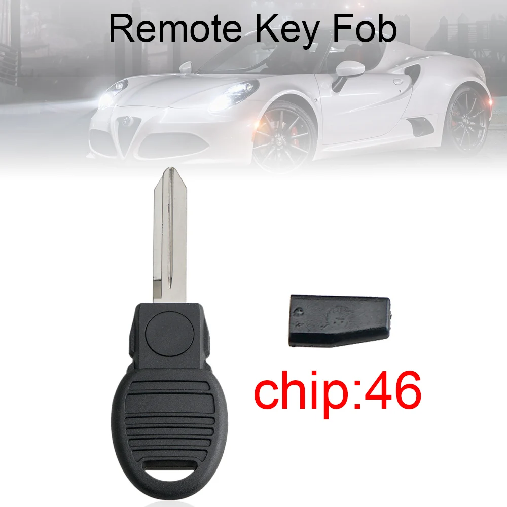 Durable Uncut Blade Blank Car Key Ignition with ID46 Transponder Chip Universal Black Car Key Fit for Chrysler Ram 3500 4500