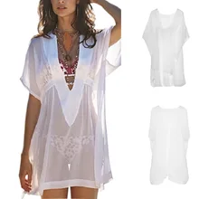 2020 Women Chiffon Beach Transparent Cover Up Swimsuit Swimwear Short Sleeve Deep Bathing Bikini Cover-Ups ????????? 2020 Women Chiffon Beach Transparent Cover Up Swimsuit Swimwear Short Sleeve Deep Bathing Bikini Cover-Ups ?????????