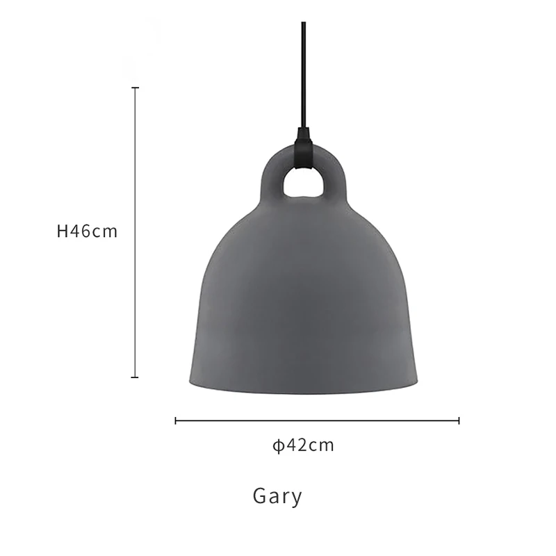 Gray 42cm Современный простой стиль в форме колокольчика Droplight Бар Кафе спальня ресторан черный/белый/серый/песочный белый светильник смола кулон ручной работы свет - Цвет корпуса: Gray 42cm