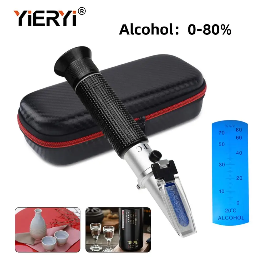 Портативный спиртовой рефрактометр yieryi 0 80% в/в ATC с черным мешком|Рефрактометры| |