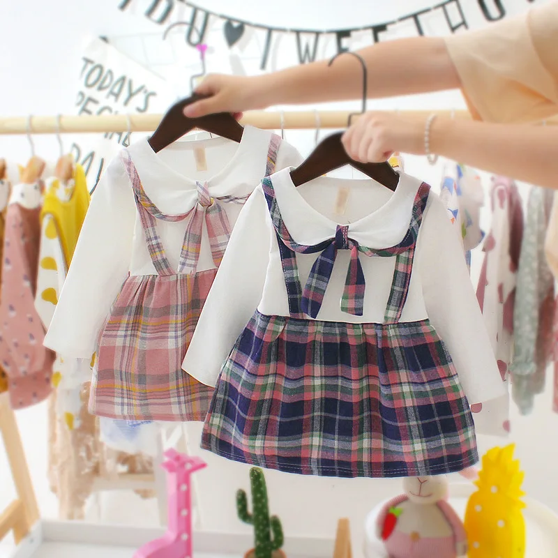 

2019 Autumn Baby Girl Long Sleeve Dress Casual Plaid Princess Birthday Party Dress Toddler Dresses Infant Clothing Vestidos