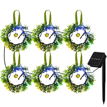 

Solar Garland Light 24LED Colorful Lights String Christmas Decorative Lights Wall Hanging Outdoor Green Leaf String Lights