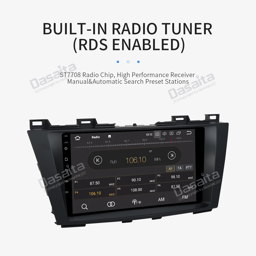 Clearance Dasaita 9" IPS Multi Touch Screen Car 1 din Android 9.0 for Mazda 5 2011 2012 2013 Bluetooth GPS Navigator 32G ROM MP3 Player 14