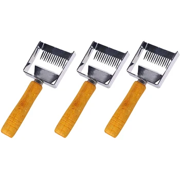 

Stainless Steel Bee Hive Uncapping Honey Fork Scraper Shovel Food Degree Beekeeping Knife Tool with Wooden Handle 3 Pack