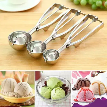 

4CM 5CM 6CM Kitchen Ice Cream Mash Potato Scoop Stainless Accessories Handle Kitchen Spoon Steel Spring C6M0