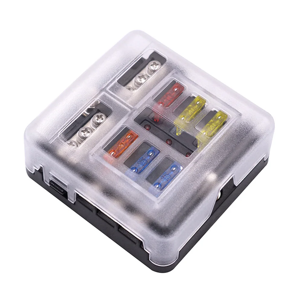 6 Way Blade Terminal Fuse Box Holder with LED Light Kit for Car Boat Marine Trike Automotive 32V Auto 1 In Out | Автомобили и