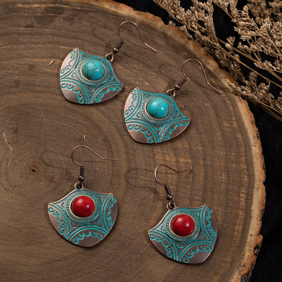 Vintage Ethnic Long Metal Leaf Big Drop Earrings for Women 2019 Bohemian Geometric Tassel Fringe Stones Women's Earring Jewelry (4)