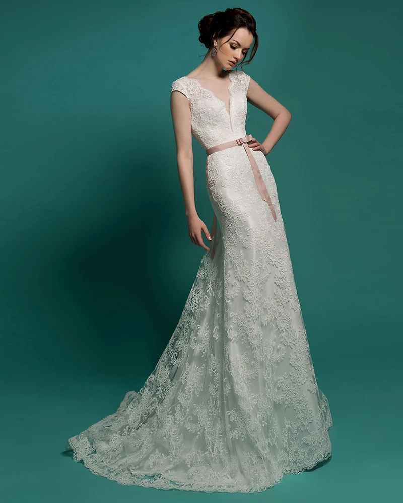 На заказ 2 шт. Свадебные платья русалки со съемным шлейфом Vestido De Noiva Sereia труба платья Китай Matrimonio